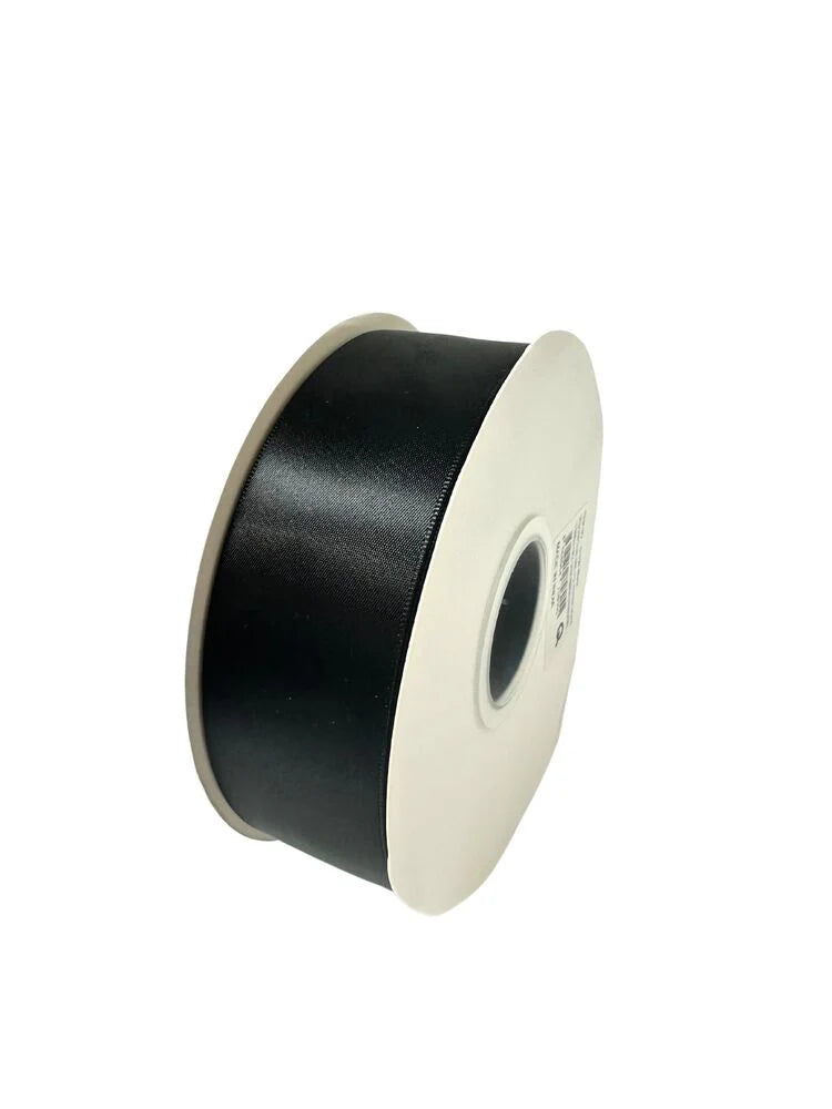 1.5 Inch Polyester Single Satin Ribbon (50 Yards) - Black