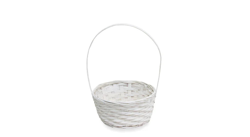 Bamboo White Basket 7"
