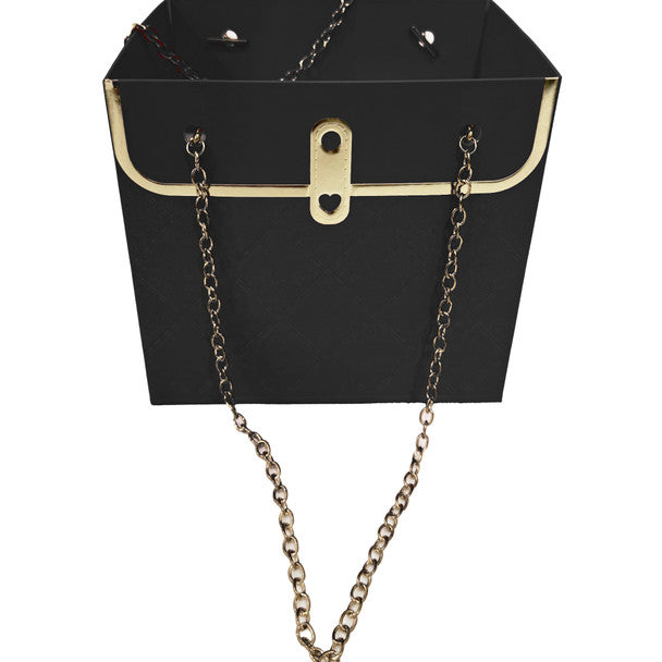 Gold Chain Floral Purse Black
