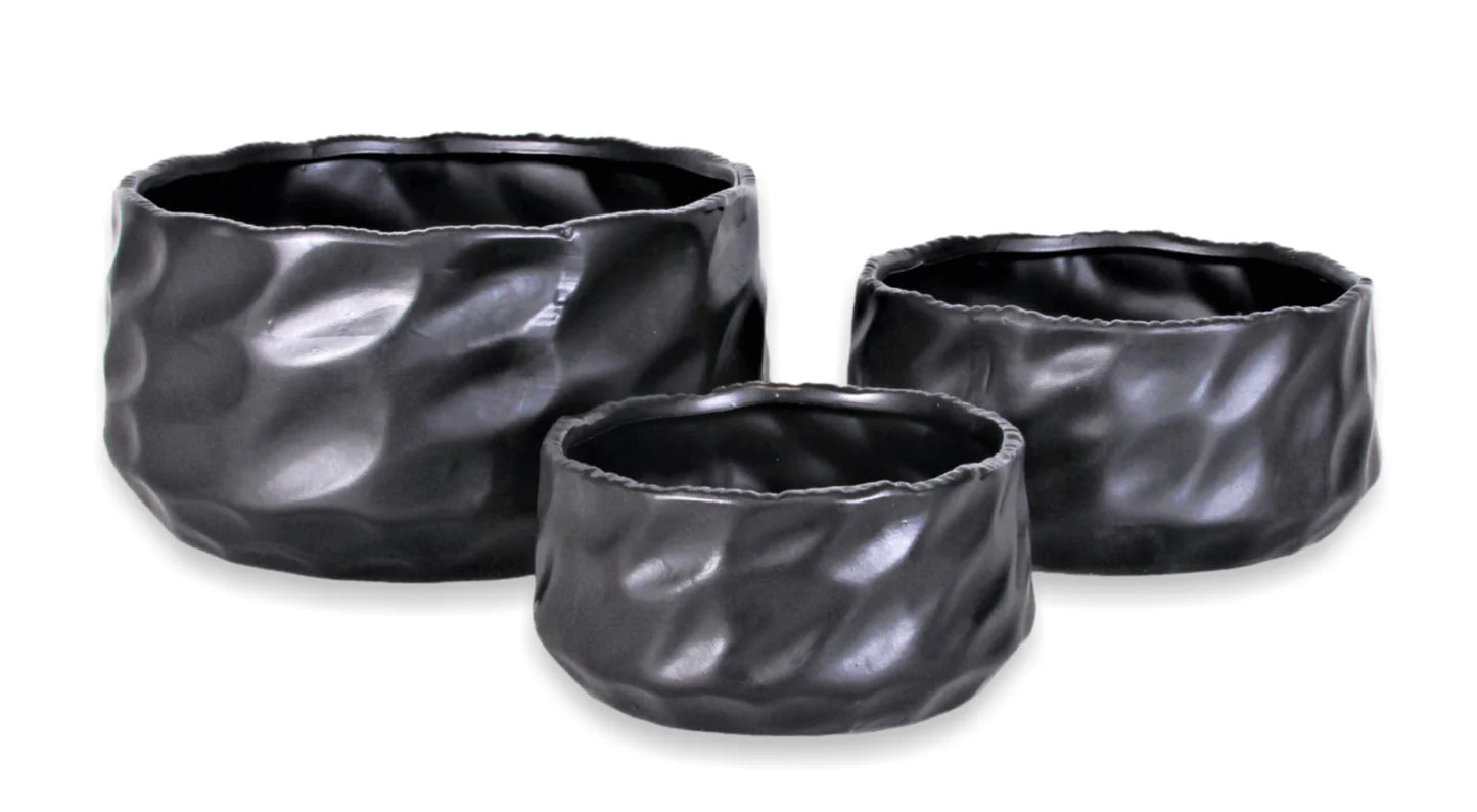 Ceramic Black Round Trays 3 Set