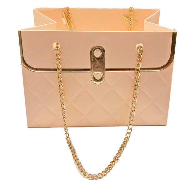 Gold Chain Mini Floral Purse Pink