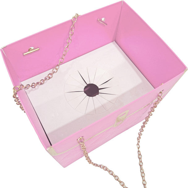 Gold Chain Floral Purse Pink