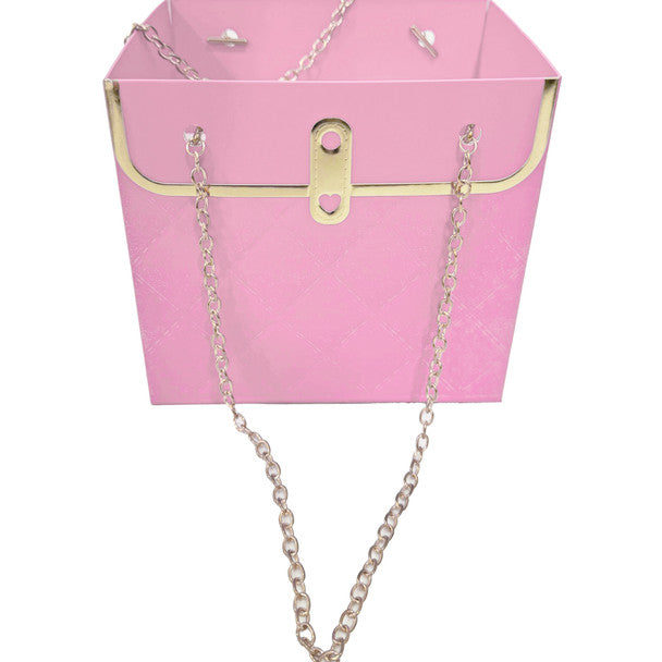 Gold Chain Floral Purse Pink