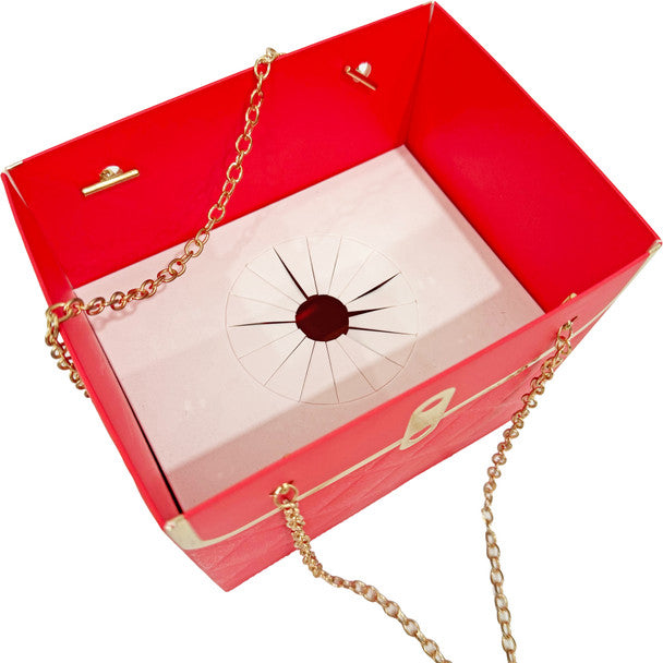 Gold Chain Floral Purse Red