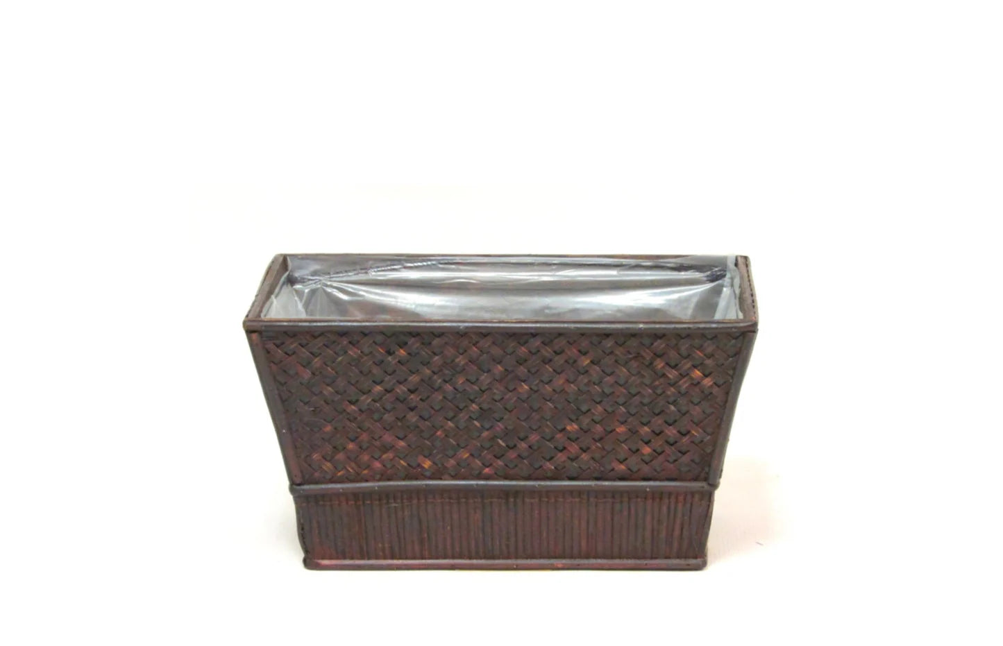 Antique Stained Woven Wood Rectangle Container
