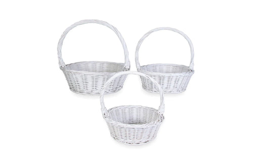 White Willow Basket Set Of 3