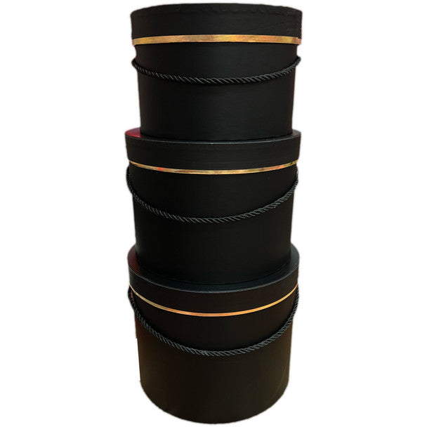 Black Round Hat Box Set Of 3