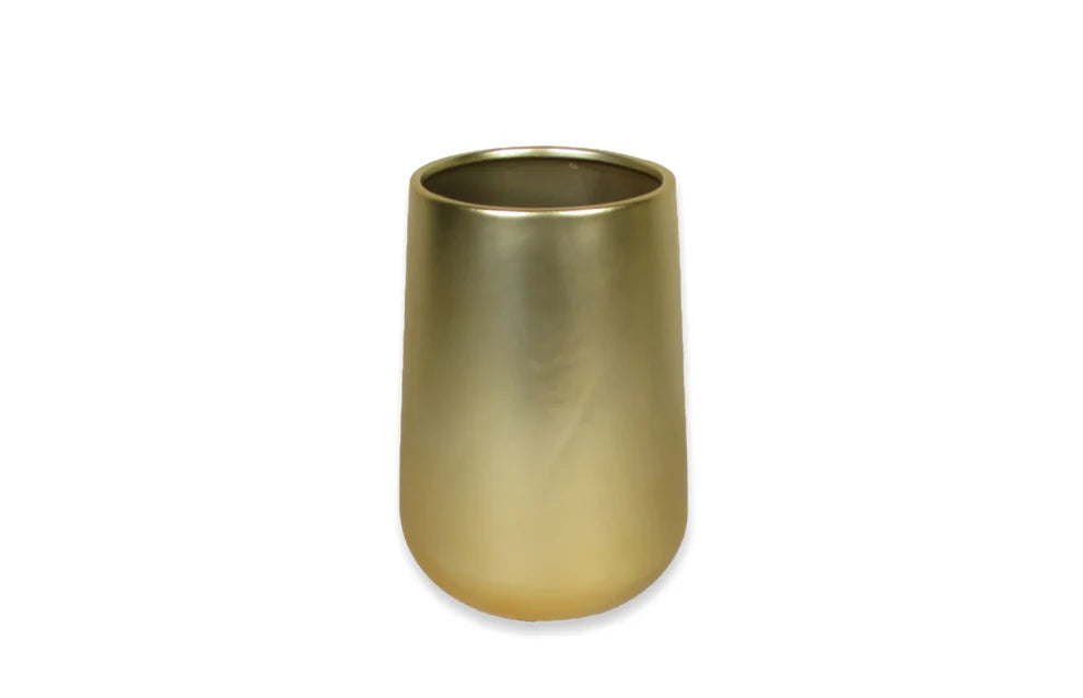 Ceramic champagne gold tall 5 X 8 vase.